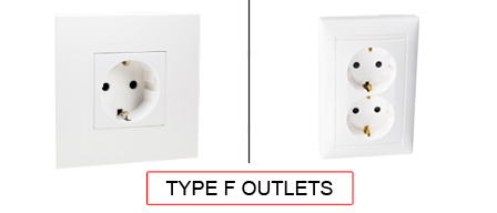TYPE F Outlets are used in the following Countries:
<br>
Primary Country known for using TYPE F outlets is Austria, Egypt, Finland, Germany, Greece, Hungary, Iceland, Indonesia, Korea, Netherlands, Norway, Portugal, Slovenia, Spain, Sweden, Turkey, Ukraine, Vietnam.

<br>Additional Countries that use TYPE F outlets are 
Albania, Andorra, Angola, Armenia, Azerbaijan, Belarus, Bosnia & Herzegovina, Bulgaria, Cape Verde, Chad, Croatia, Eritrea, Estonia, Georgia, Guinea, Guinea-Bissau, Iran, Jordan, Kazakhstan, Kyrgyzstan, Laos, Latvia, Lithuania, Luxembourg, Macedonia, Mauritania, Moldova, Montenegro, Netherlands Antilles, New Caledonia, Niger, Paraguay, Romania, Russia, San Marino, So Tom & Principe, Serbia, Suriname, Tajikistan, Turkmenistan, Uzbekistan.

<br><font color="yellow">*</font> Additional Type F Electrical Devices:

<br><font color="yellow">*</font> <a href="https://internationalconfig.com/icc6.asp?item=TYPE-F-PLUGS" style="text-decoration: none">Type F Plugs</a> 

<br><font color="yellow">*</font> <a href="https://internationalconfig.com/icc6.asp?item=TYPE-F-CONNECTORS" style="text-decoration: none">Type F Connectors</a> 

<br><font color="yellow">*</font> <a href="https://internationalconfig.com/icc6.asp?item=TYPE-F-POWER-CORDS" style="text-decoration: none">Type F Power Cords</a> 

<br><font color="yellow">*</font> <a href="https://internationalconfig.com/icc6.asp?item=TYPE-F-POWER-STRIPS" style="text-decoration: none">Type F Power Strips</a>

<br><font color="yellow">*</font> <a href="https://internationalconfig.com/icc6.asp?item=TYPE-F-ADAPTERS" style="text-decoration: none">Type F Adapters</a>

<br><font color="yellow">*</font> <a href="https://internationalconfig.com/worldwide-electrical-devices-selector-and-electrical-configuration-chart.asp" style="text-decoration: none">Worldwide Selector. View all Countries by TYPE.</a>

<br>View examples of TYPE F outlets below.